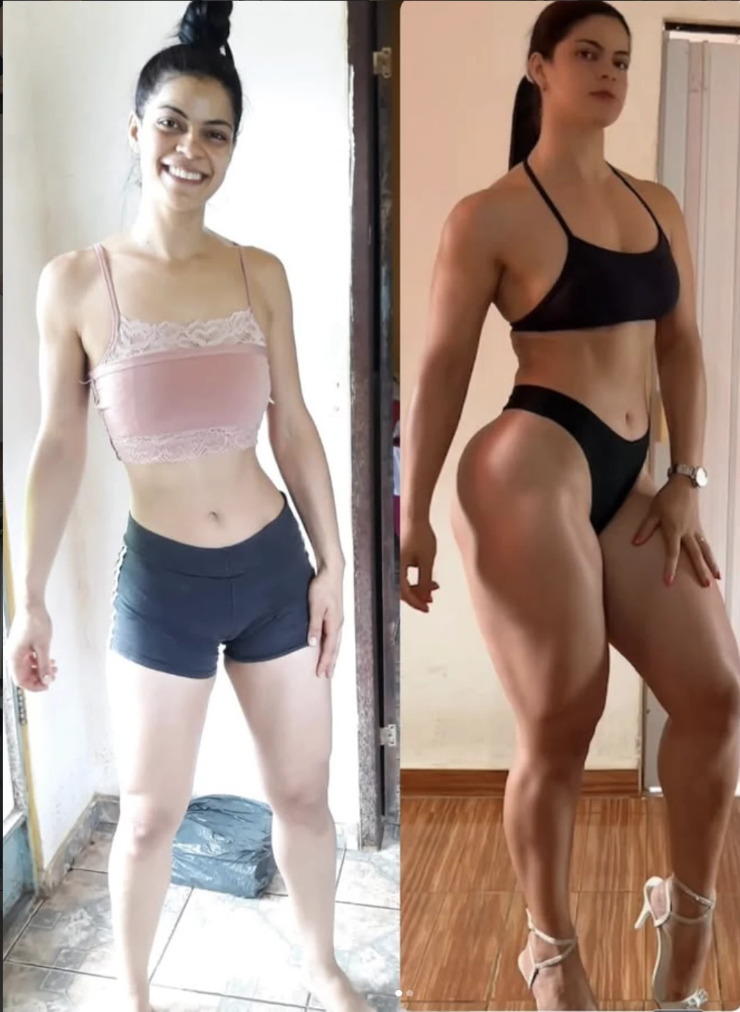 Antes e depois, de frente